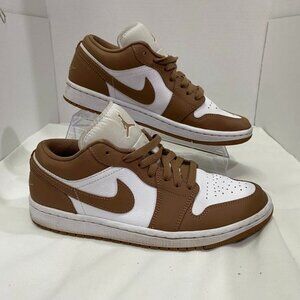 Nike Air Jordan 1 Low Archaeo Brown White Leather Sneakers Women’s 8.5